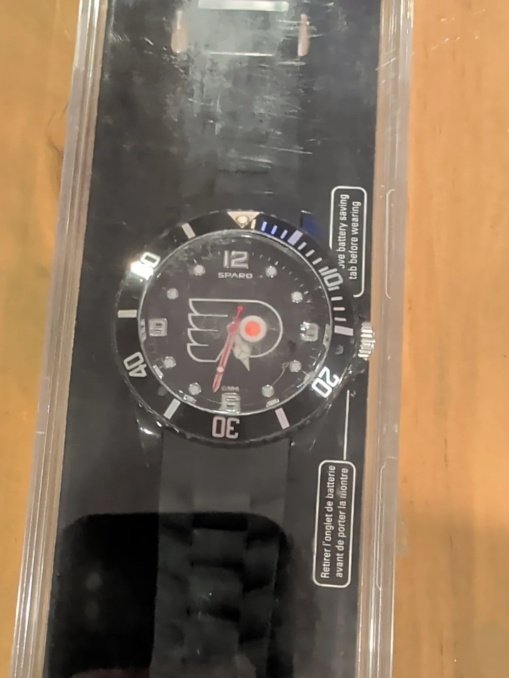 SPARO NHL Philadelphia Flyers Black Silicone Band Sports Watch Diver Watch
